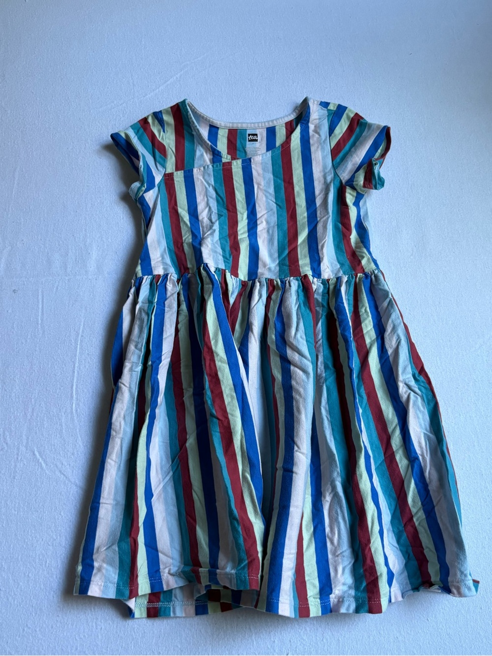 Tea Collection Multicolor Striped Cotton Dress in Blue, Red & Green